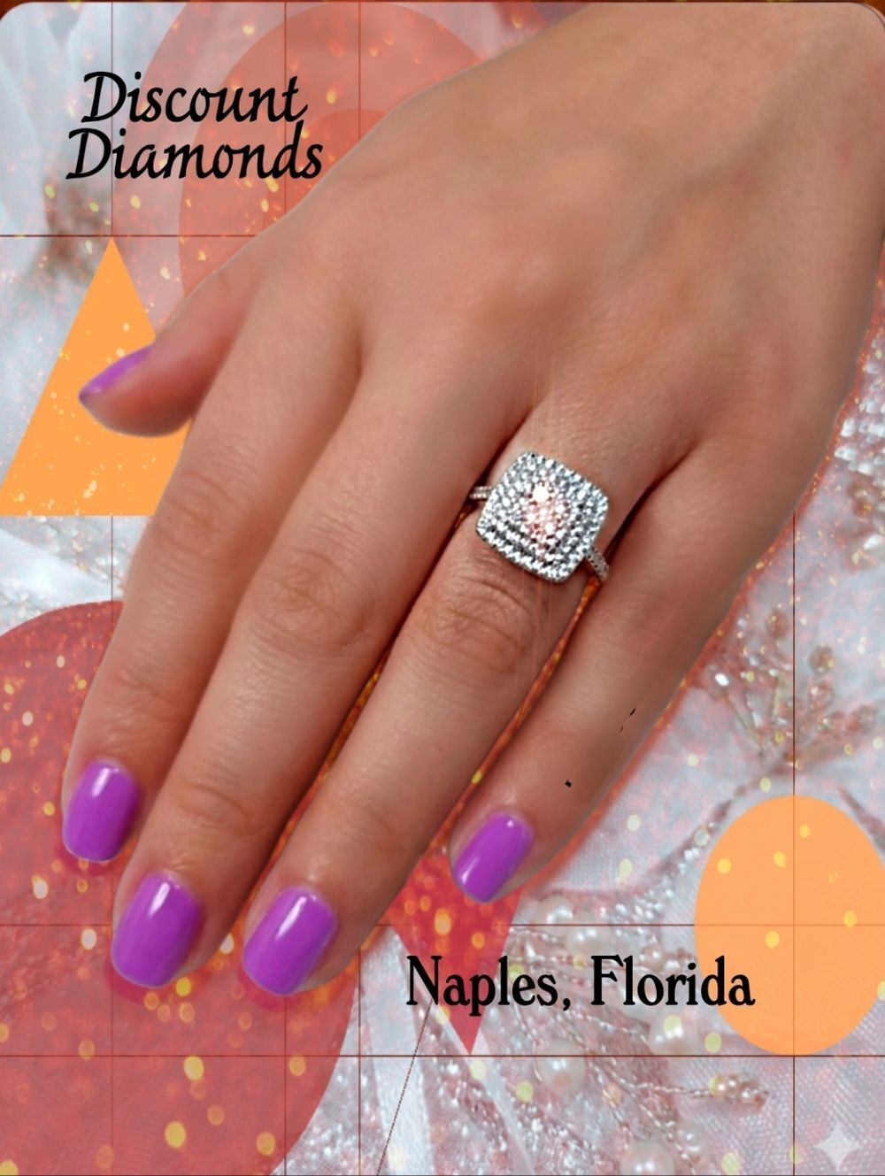 White Baguette 3 Ct. Diamond Cocktail Ring 14K White Gold on 925 Silver